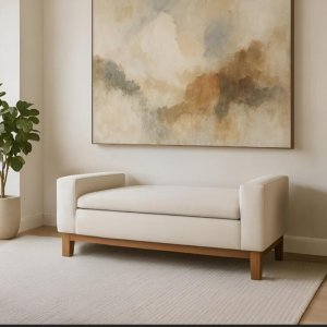 ספסל ידיות אריג שמנת