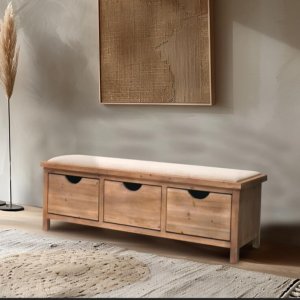 ספסל עץ מגירות