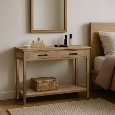 קונסולה עץ וינה | 2 מגירות ומדף תחתון