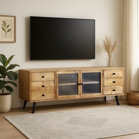 מזנון וינה | 6 מגירות ודלתות זכוכית