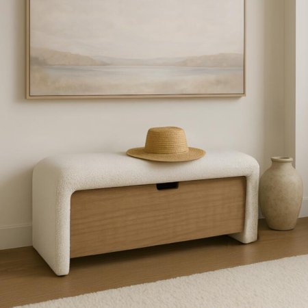 ספסל בוקלה בשילוב עץ