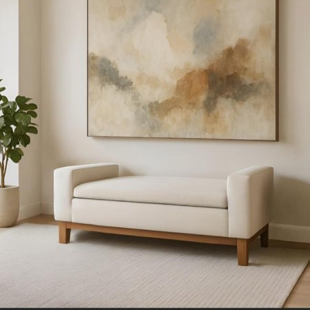 ספסל ידיות אריג שמנת