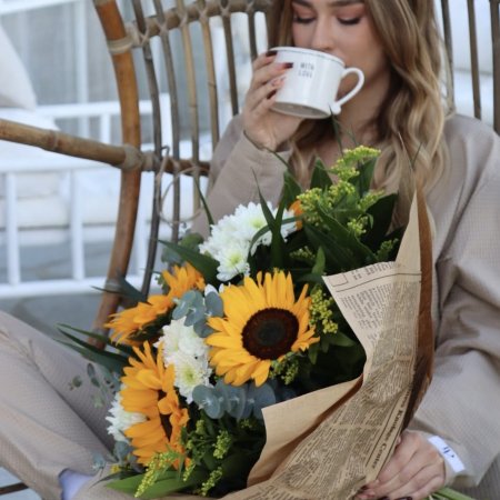 זר חמניות וחרציות